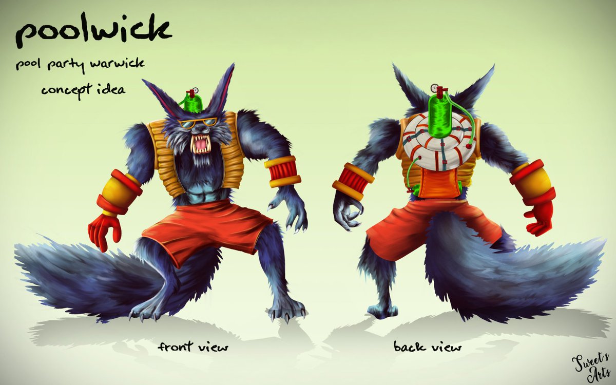 Shehanarts's tweet photo. Pool Party Warwick, aka "Poolwick,

#characterconcept #LeagueOfLegends #characterart #PoolParty #LeagueOfLegendsFanArt #Warwick https://t.co/nK5v9Natn2
