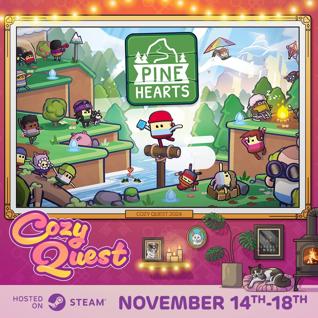 Happy #CozyQuest friends!! 💚🎉

Treat yourself a hot chocolate with plenty of marshmallows and grab Pine Hearts at an exclusive discount during the event from 14th - 18th November! Thank you to our friends at <a href="/WeAreSecretMode/">Secret Mode | NUTMEG! + A Storied Life, coming '26</a> for including us! 🫶🏕