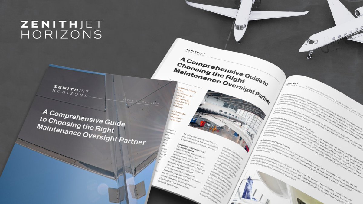 Our debut issue of ZenithJet Horizons covers essential strategies for selecting the right maintenance oversight partner. You can trust ZenithJet to protect your best interests. 
Request your copy here 👉 lnkd.in/edkY3hNr