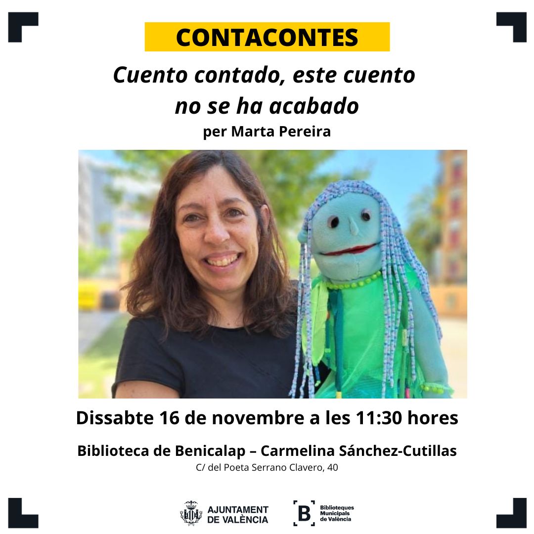 BMValencia's tweet photo. ✨💫🪄 Este cap de setmana tornen les activitats infantils a les #BMValencia

T'esperem en els contacontes

🔴 Cuento contado, este cuento no se ha acabado 👉 @MartaPTalleres 

🟠 Això era i no era 👉  Vicente Cortés

No t'ho perdes! 🌸 https://t.co/2lofb9hSjx