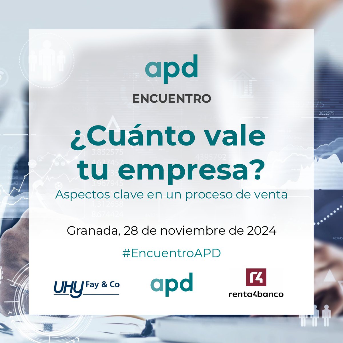 UHYFayCo's tweet photo. 🔊¡@UHYFayCo  vuelve a organizar Encuentros M&amp;A junto a @APDasociacion!

El próximo 28 de noviembre os esperamos junto a la APD en Granada para compartir nuestra experiencia en el evento “¿Cuánto vale tu empresa? Aspectos clave en un proceso de venta”.🙌¡Os esperamos!🙌 https://t.co/dwUT39rt1Y