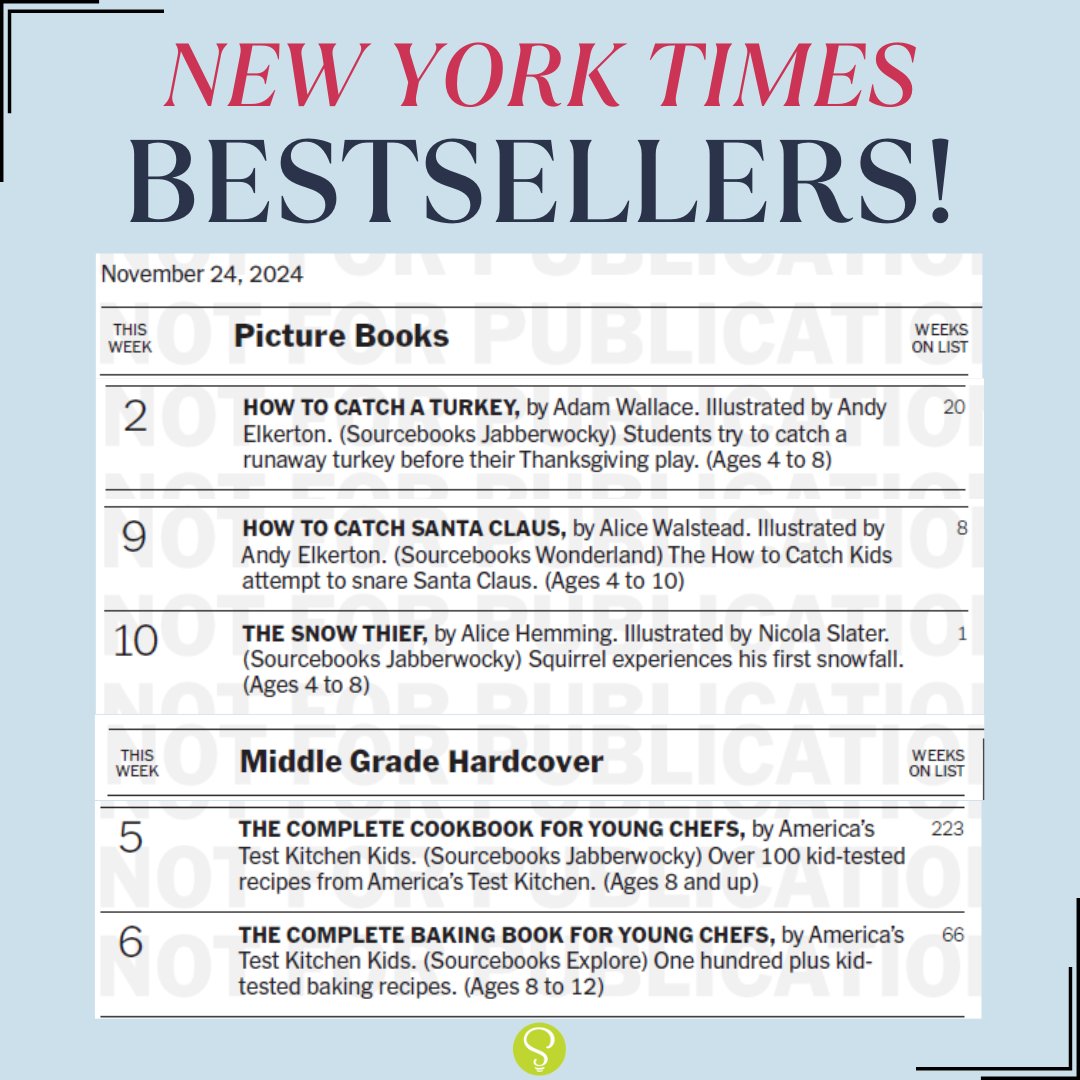 Squirrel and Bird are at it again! The Snow Thief is a New York Times bestseller! Congratulations! 🐿️🐦❄️

Plus, take a look at all the Sourcebooks Kids bestsellers this week!

#newyorktimes #newyorktimesbestseller #newyorktimesbestsellers
