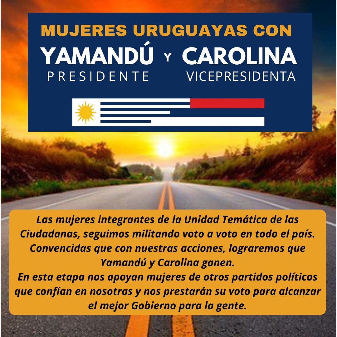 Vamos! 
Tenemos el mejor Programa y l@s mejores líderes <a href="/OrsiYamandu/">Yamandú Orsi</a> <a href="/CosseCarolina/">Carolina Cosse</a>
Seguimos caminando el país, puerta a puerta, cara a cara, las mujeres lo hacemos desde siempre.
#GobernarParaLaGente
#SabremosCumplir
<a href="/Frente_Amplio/">Frente Amplio</a>