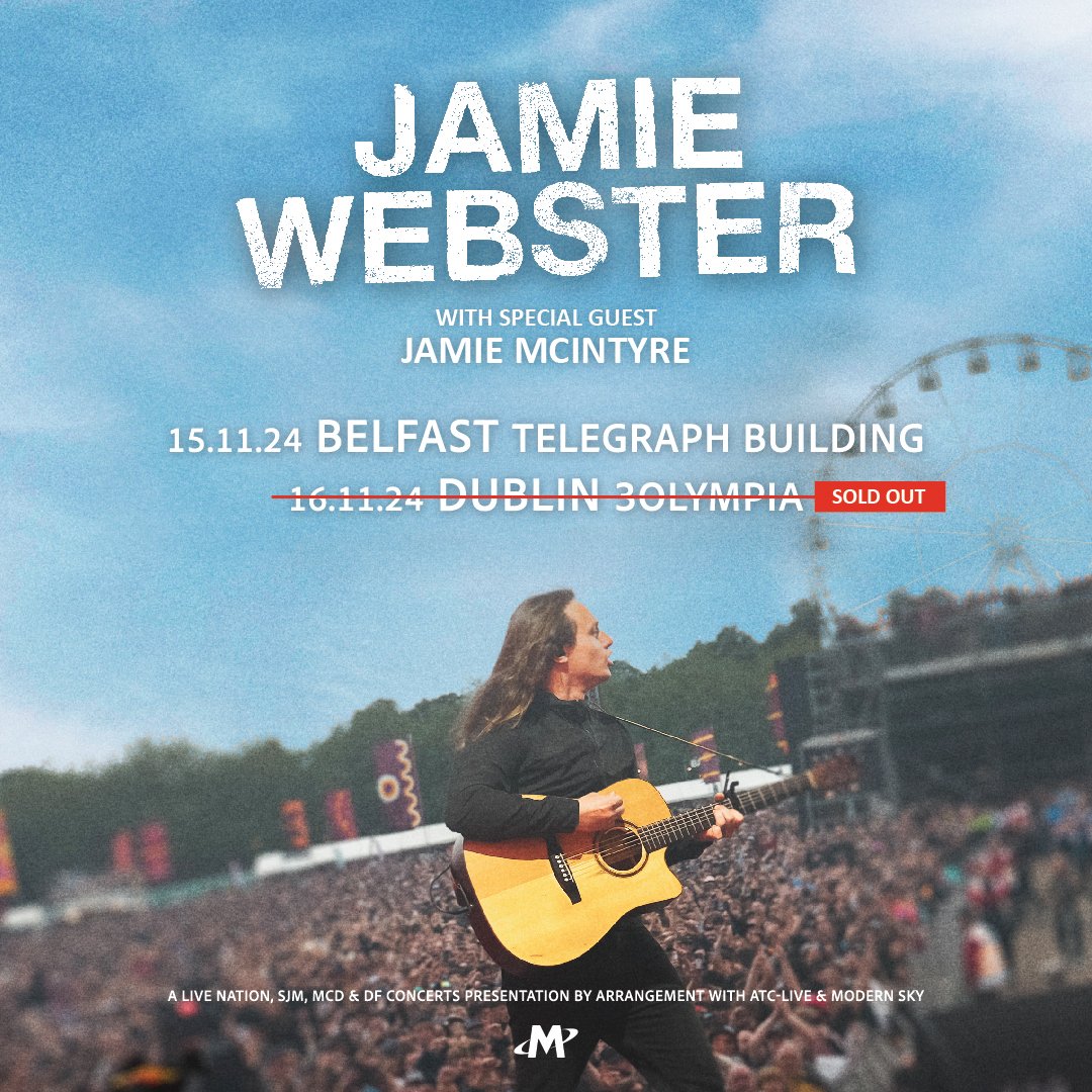 MCD Productions (@mcd_productions) on Twitter photo ✧ Special guest Jamie McIntyre has been added to the bill for <a href="/JamieWebster94/">Jamie Webster</a> this weekend in Dublin & Belfast
🎟️ Limited tickets still available from Ticketmaster at bit.ly/Jamie-Webster-… ✦ ✧ Special guest Jamie McIntyre has been added to the bill for <a href="/JamieWebster94/">Jamie Webster</a> this weekend in Dublin & Belfast
🎟️ Limited tickets still available from Ticketmaster at bit.ly/Jamie-Webster-… ✦
