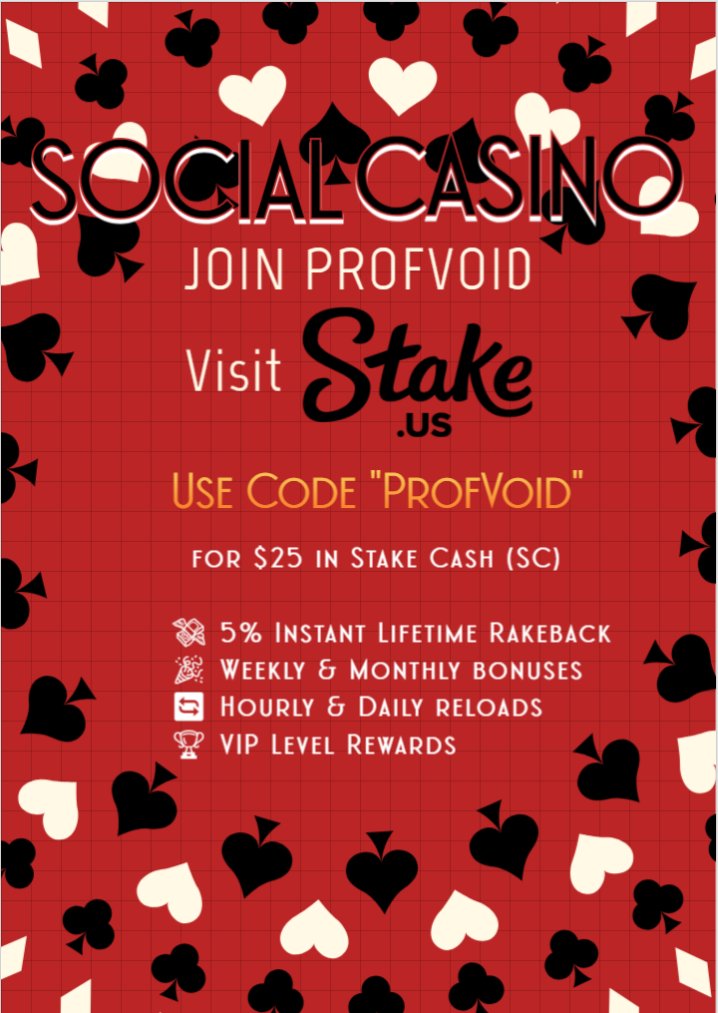 ProfVoid's tweet photo. 🚀 Get $25 Stake Cash (SC) with code "PROFVOID" on https://t.co/tTHKaLBXGJ—redeem as BTC, BNB, USDT & more!
🔗 https://t.co/K4B7wTwDJL
Verify account & email in 3 days to get your coupon!
Perks:
✅ 5% Lifetime Rakeback
🎁 Weekly/Monthly Bonuses
🏆 VIP Rewards
#Stake #profvoid https://t.co/Ro5HCkFSDY