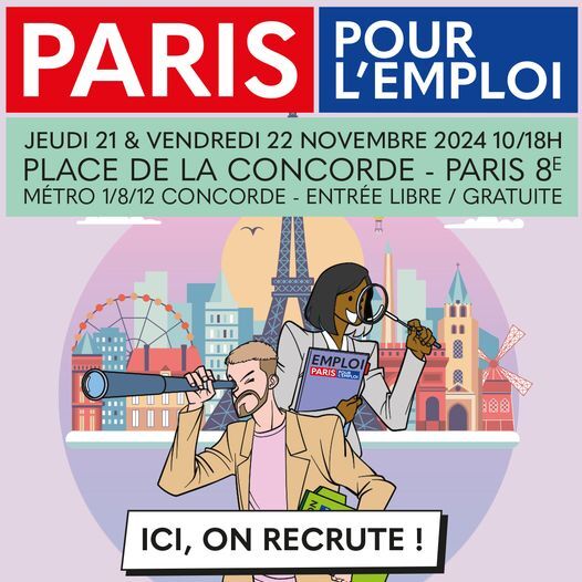 J-7 ! Rejoins-nous sur la Place de la Concorde les 21 et 22 novembre 2024 pour cet événement incontournable et gratuit dédié à l'emploi avec @carrefouremploi ! 💼
L'entrée est libre, alors venez nombreux au Salon Paris pour l'#Emploi.