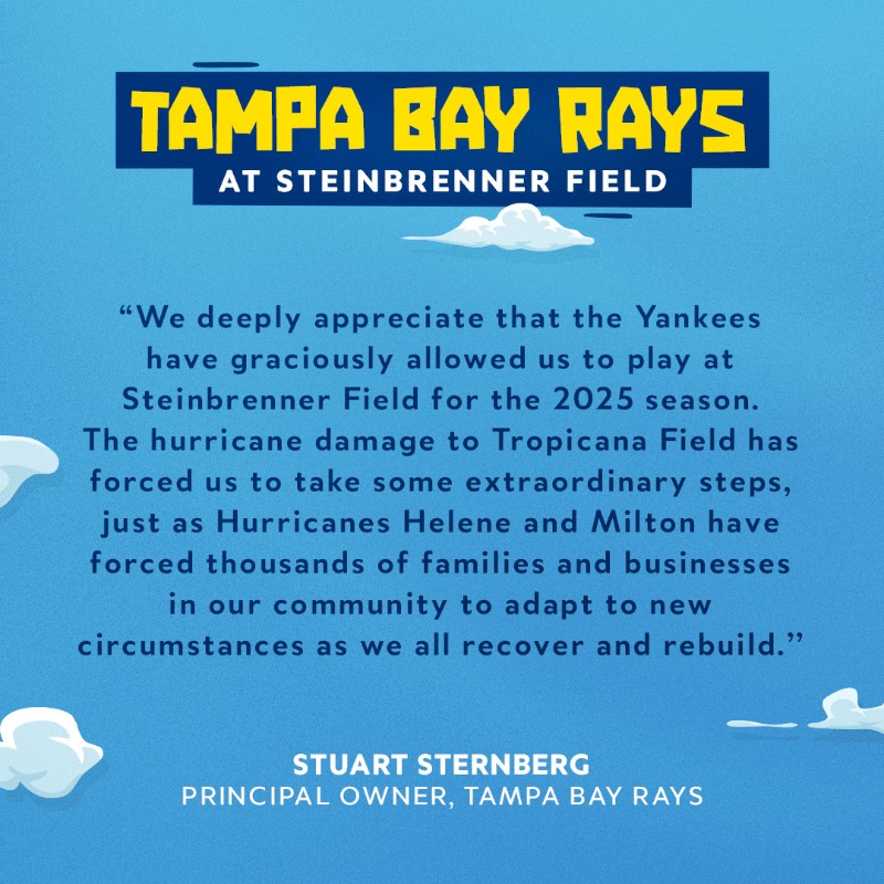 RaysBaseball's tweet photo. We are thrilled to play in Tampa Bay. 🩵