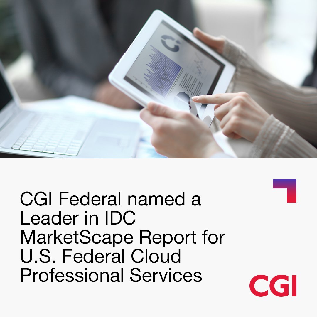 CGI_USFederal's tweet image. CGI Federal has been named a Leader in the 2024 IDC MarketScape for U.S. Federal Government Cloud Professional Services. 

Our #Cloud solutions help agencies achieve #DigitalTransformation and operational efficiency.

Read  👉 bit.ly/48W1HXu 👈 

#WeAreCGI