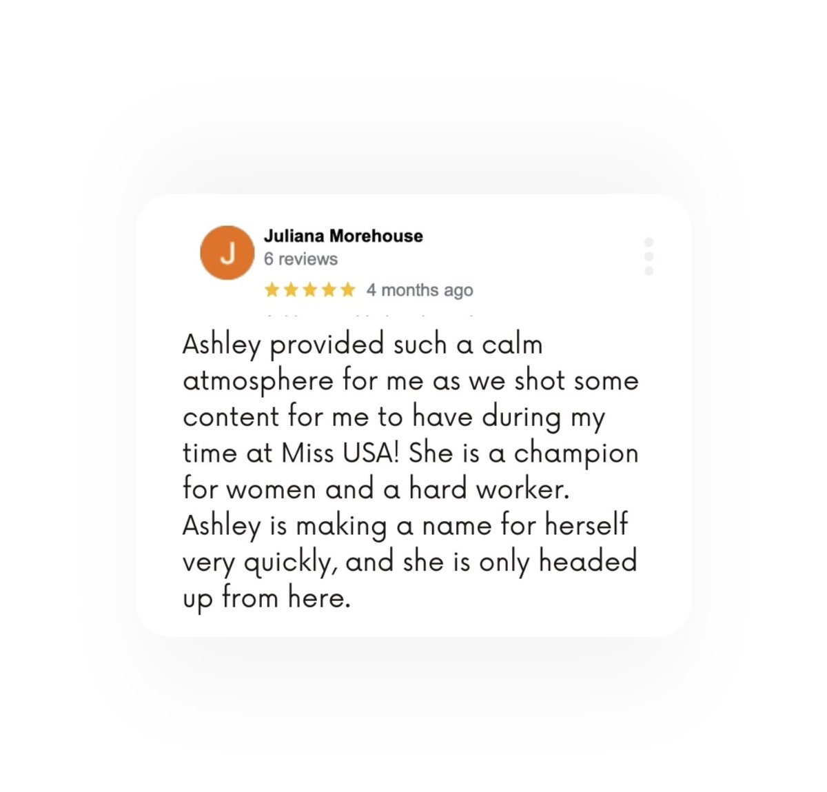 I had the pleasure of working with this amazing individual who shared some wonderful words about our recent shoot! ✨