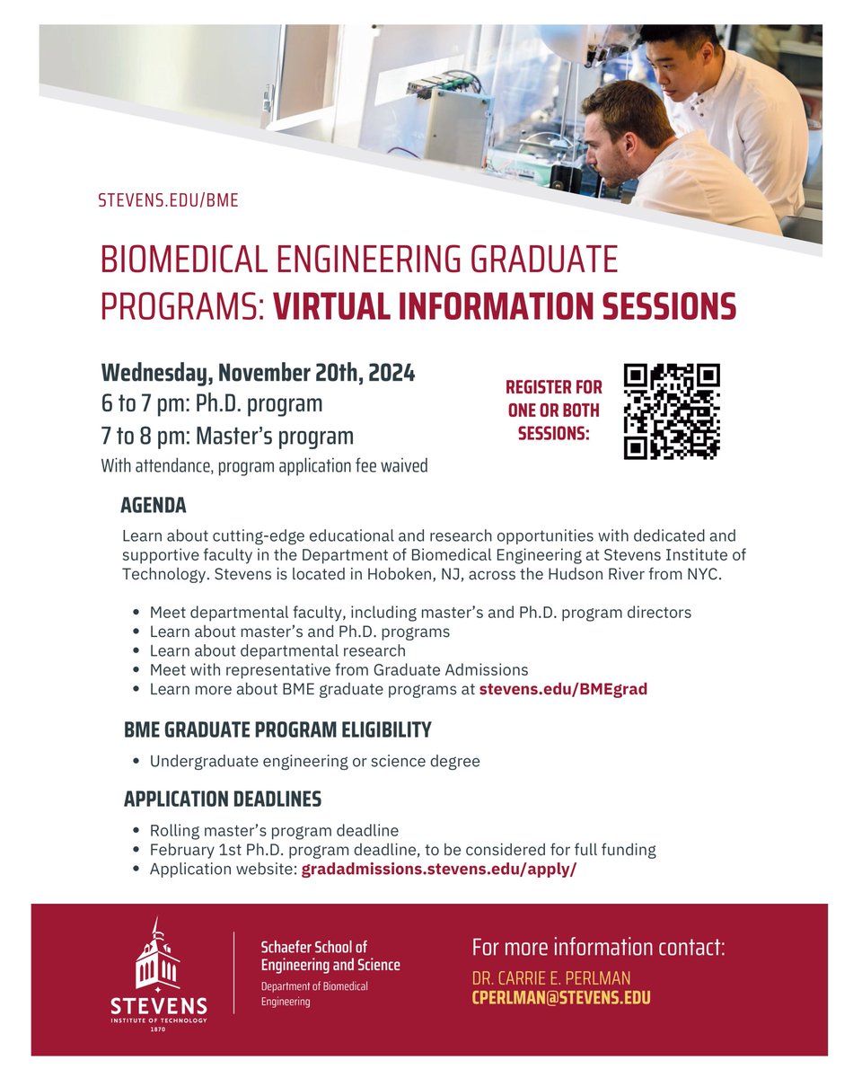 BmesSfb901's tweet photo. 🚀Ready to take your career to the next level? Join the Stevens Institute of Technology Graduate Program Virtual Information Session to discover how a graduate degree can shape your future and explore their programs! See flyer for more info. https://t.co/kff1n5tX4S