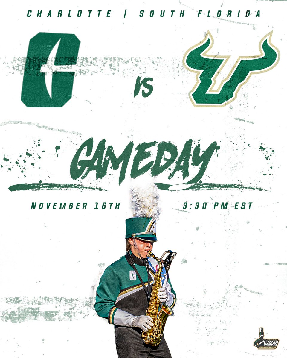 PNNMB's tweet image. 💚IT'S HOMECOMING!!!💚 This Saturday at 3:30PM EST, @charlottefootball will take on South Florida at Jerry Richardson Stadium! Don't forget to check us out during Pregame, Halftime, in the Stands, the EPIC Building, and at the Alumni Pavilion!