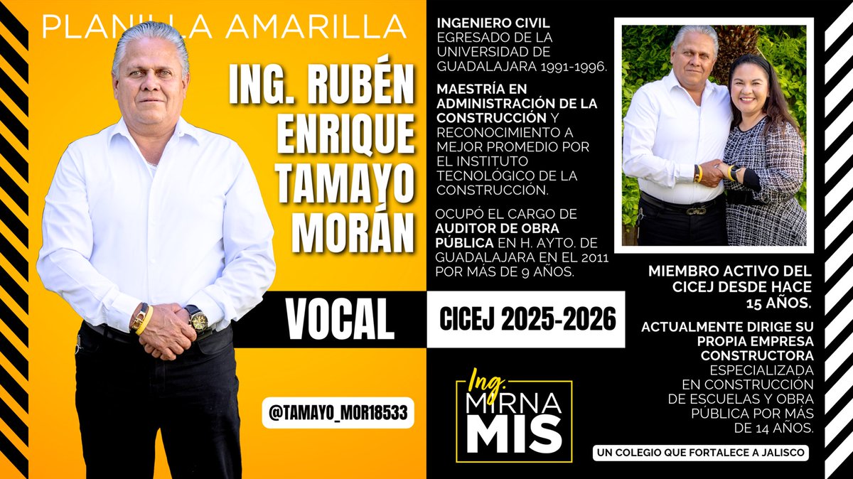 ingmirnamis's tweet photo. 🟡 Es momento de presentar a las candidatas y candidatos a VOCAL del CICEJ. 2025-2026.

#YoConMIS💛
#UnColegioQueFortaleceAJalisco https://t.co/dhRRW6aDb5