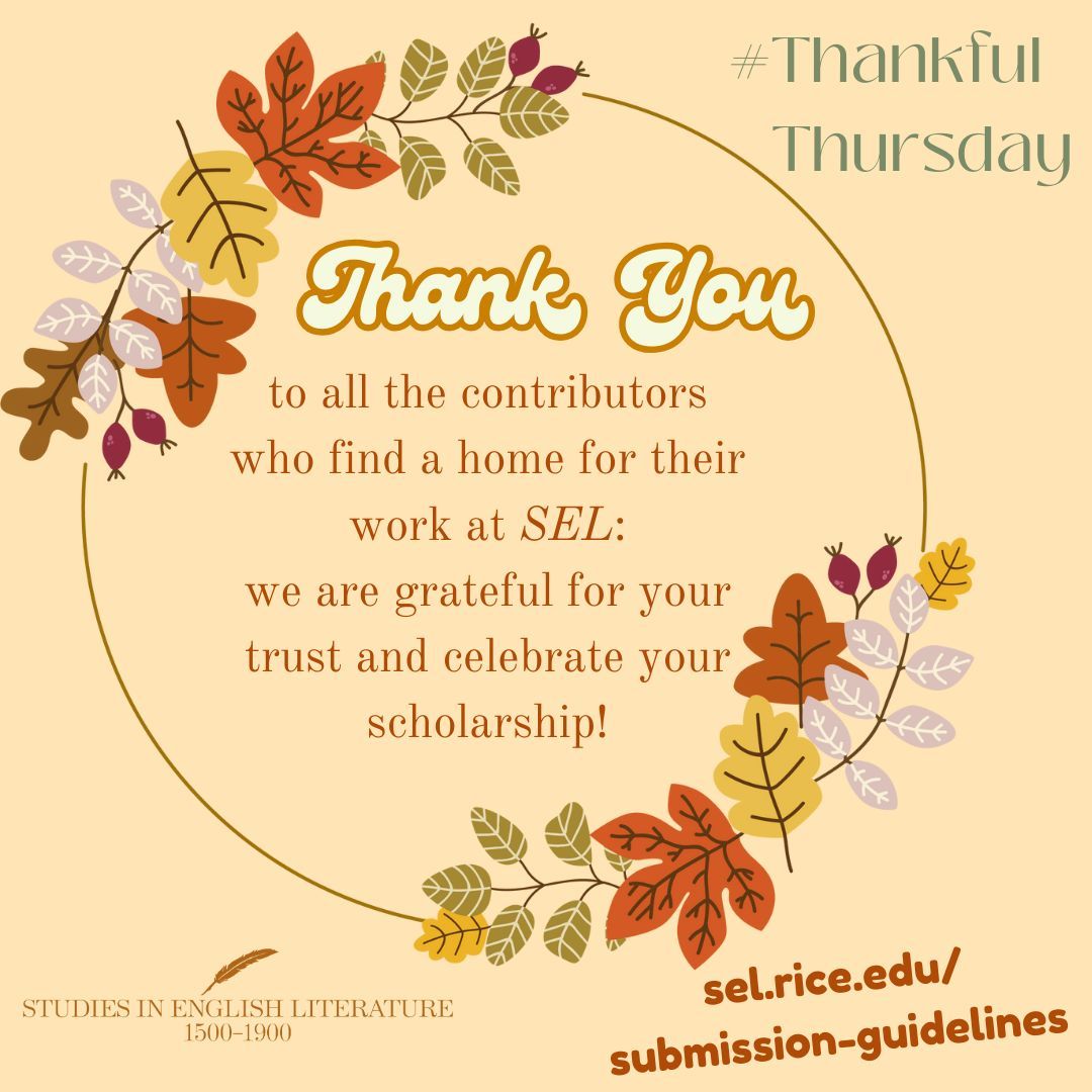 #thankfulthursday SEL is grateful for our contributors! Anyone who has found a home for their work at SEL, we thank you! Future contributors: SEL invites anyone, any stage of their careers to submit &amp; we welcome work from historically excluded perspectives bit.ly/409MeAE