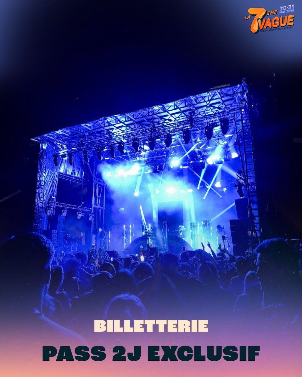 ‼️ Le nombre de Pass 2J à tarif réduit est très limité, attention à ne pas trop tarder avant un changement de prix !
Rdv dans 5 jours pour des nouveaux noms 🔥

🐳Festival La 7ème Vague – 30 et 31 mai 2025
🎟️ Billetterie : lien sur 7vague.com/billetterie
