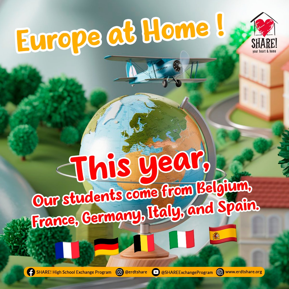 ERDT_SHARE's tweet image. Each country represents a unique culture, history, and way of seeing the world. Experience Europe from home by becoming a host and discovering new perspectives.
#DiscoverEurope #HostFamily #ExchangeExperience #Europe #StudentsEurope