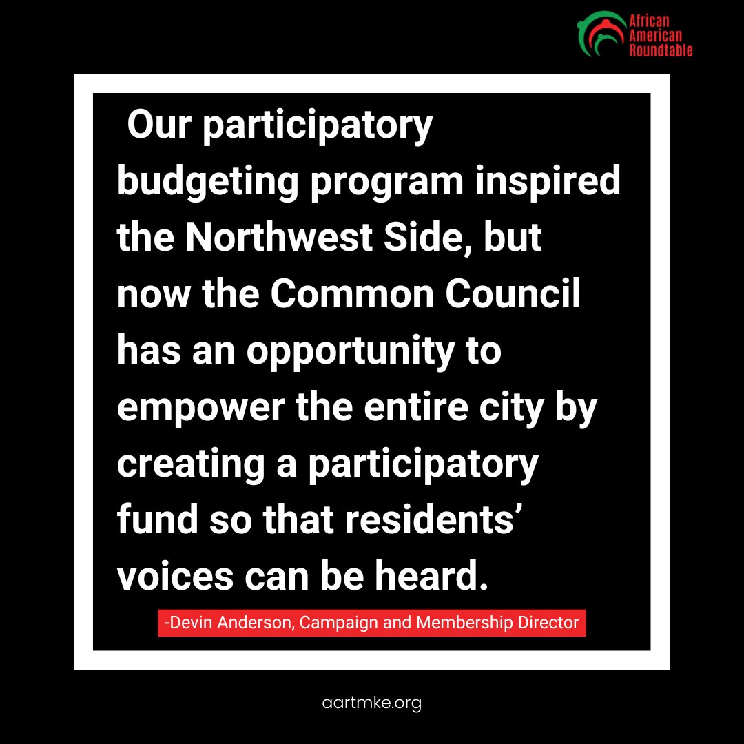 Join AART and #LiberateMKE in demanding participatory budgeting in #Milwaukee! Contact the <a href="/MKE_CC/">MKE Common Council</a>, and let them know that the people deserve PB! ow.ly/YYsl50TYZnX #PBNow #PBforthePeople