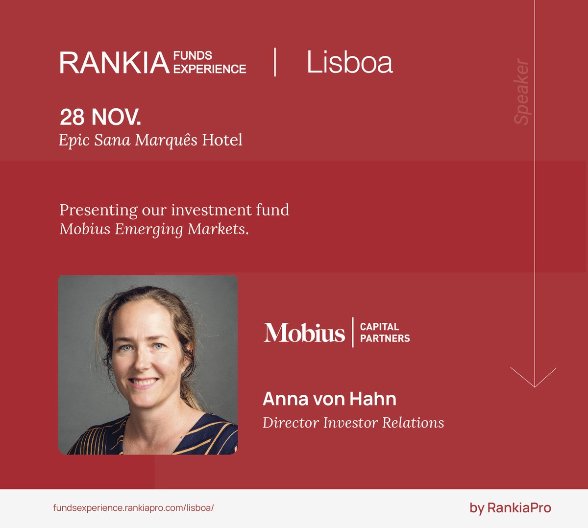 We are delighted to announce that MCP's Head of Investor Relations, Anna von Hahn, will be speaking about investment opportunities in emerging markets at the Rankia Fund Experience in Lisbon on the 28th November.