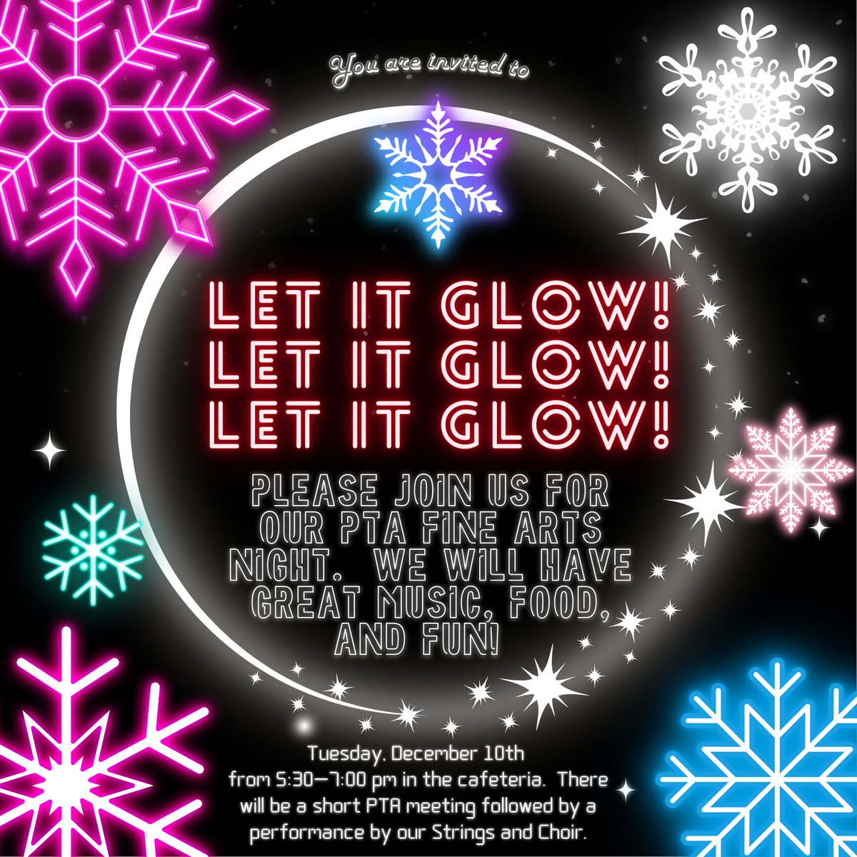 We hope you can join us on Tuesday, December 10 from 5:30-7:00 p.m. for a night of FAMILY FUN!  ❄️🎄