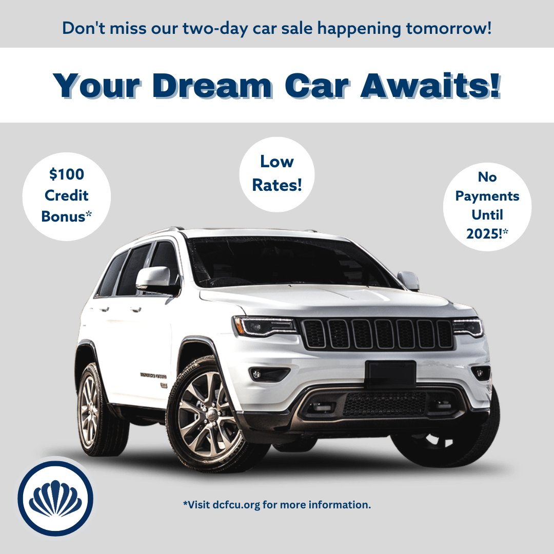 Drive Away with More This Weekend! 🏎️

Visit us this Friday and Saturday and drive away happy! Get pre-approved today and get a head start on your car-buying journey! 🚗 dcfcu.org/carsale
 
#carsale #dcfcu #creditunion #newcar #usedcar #carbuying #autoloan #carloan