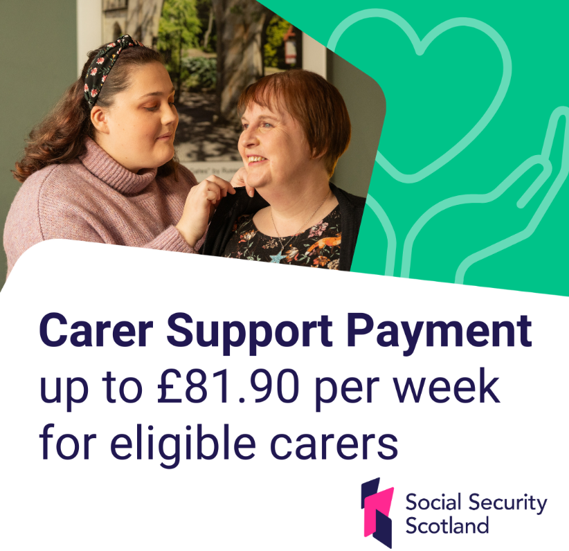 📢 Since 4 Nov 2024, Carer Support Payment is now available across all of Scotland! Replacing Carer’s Allowance, this payment supports unpaid carers providing 35+ hours of care a week. Reach out to us if you need help! #CarerSupport #ScotlandCarers