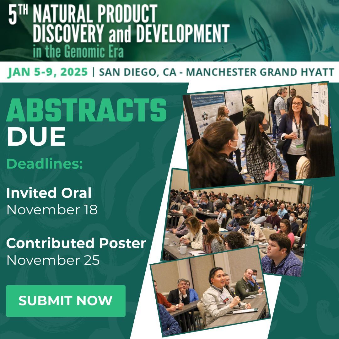 Don's miss upcoming deadlines! Submit your abstract now for the 5th International Conference on Natural Products Discovery and Development in the Genomic Era. Plus, be sure to register by December 9th to avoid the higher, on-site rates in January! #NP2025 buff.ly/3YQNFBO
