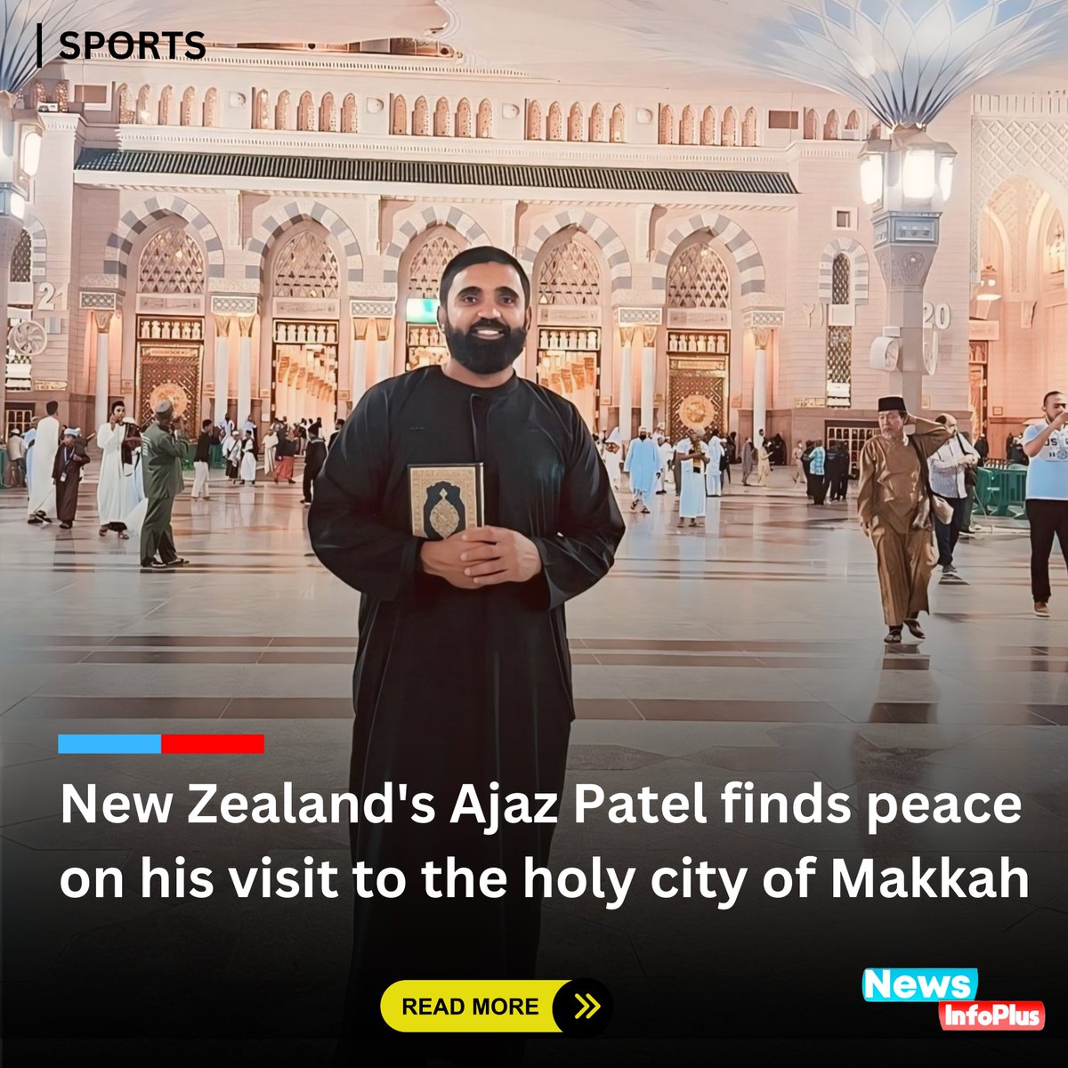 Junaidonair's tweet photo. Ajaz Patel performs ‘Umrah’ in Mecca after New Zealand's historic Test series win in India

#nzvsind #ajazpatle #umrah2024 #India #NewZealand #jmconlinemojo #NewsInfoPlus @MoJoJamil https://t.co/BPEzAGQbtV