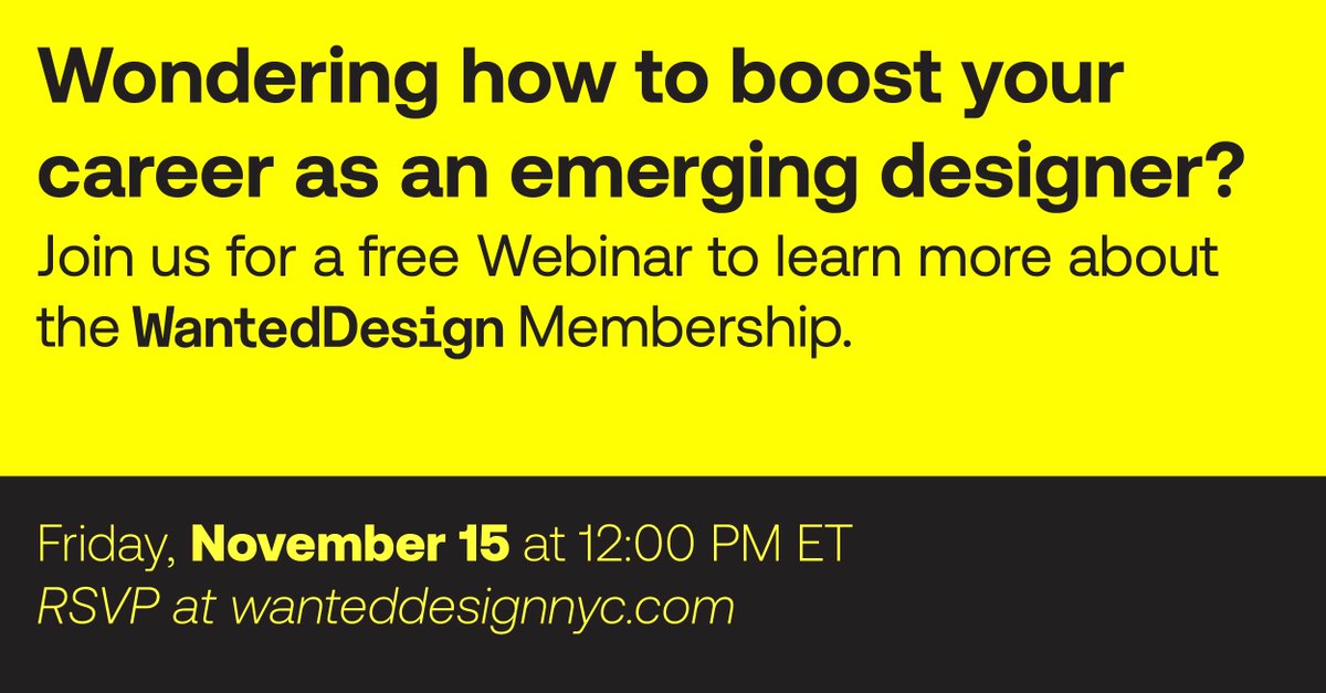 Boost your design journey!
 
Join Wanted Design for a free online webinar and discover all the ways the WD Membership can boost your creative career. From global networking to exclusive learning opportunities, this program is built to help you grow.

RSVP: docs.google.com/forms/d/e/1FAI…