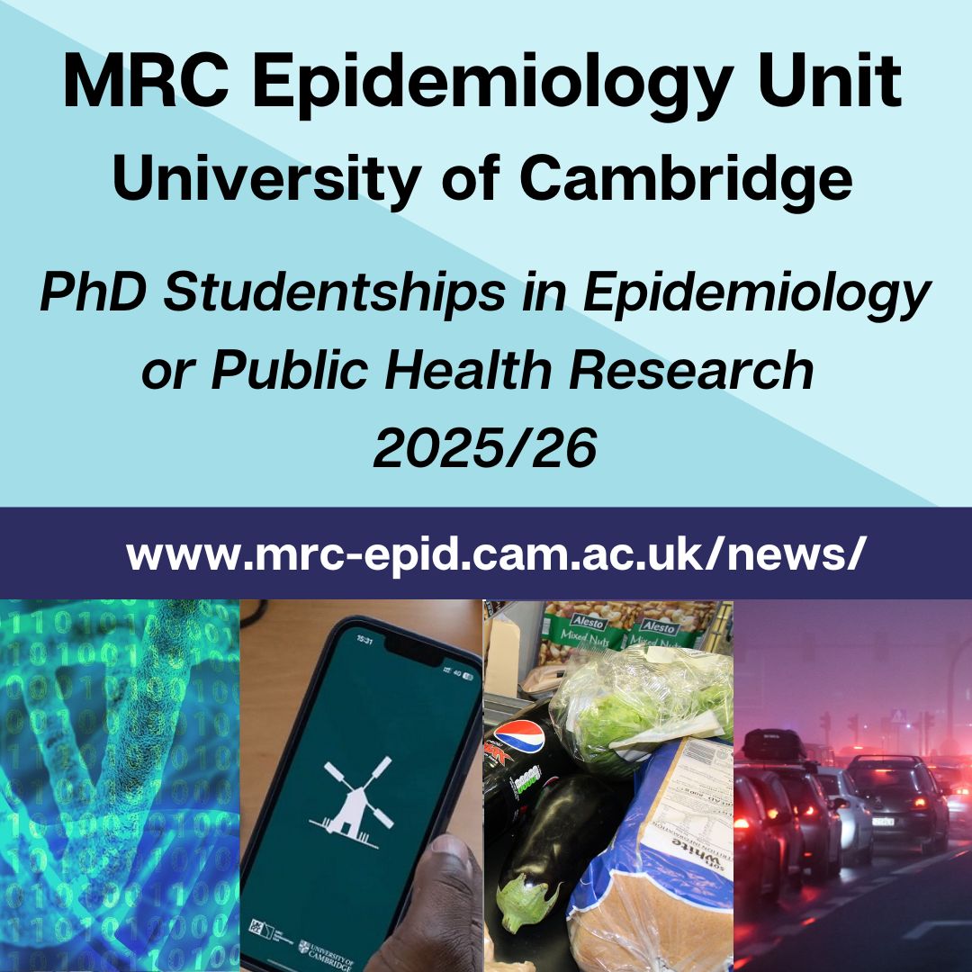 Are you looking for a #PhD in #Epidemiology or #PublicHealth research?

Application is now open for our 2025/2026 #PhDstudentships

⏰Closing date: 2 January 2025

More info &amp; application details: mrc-epid.cam.ac.uk/blog/2024/11/1…