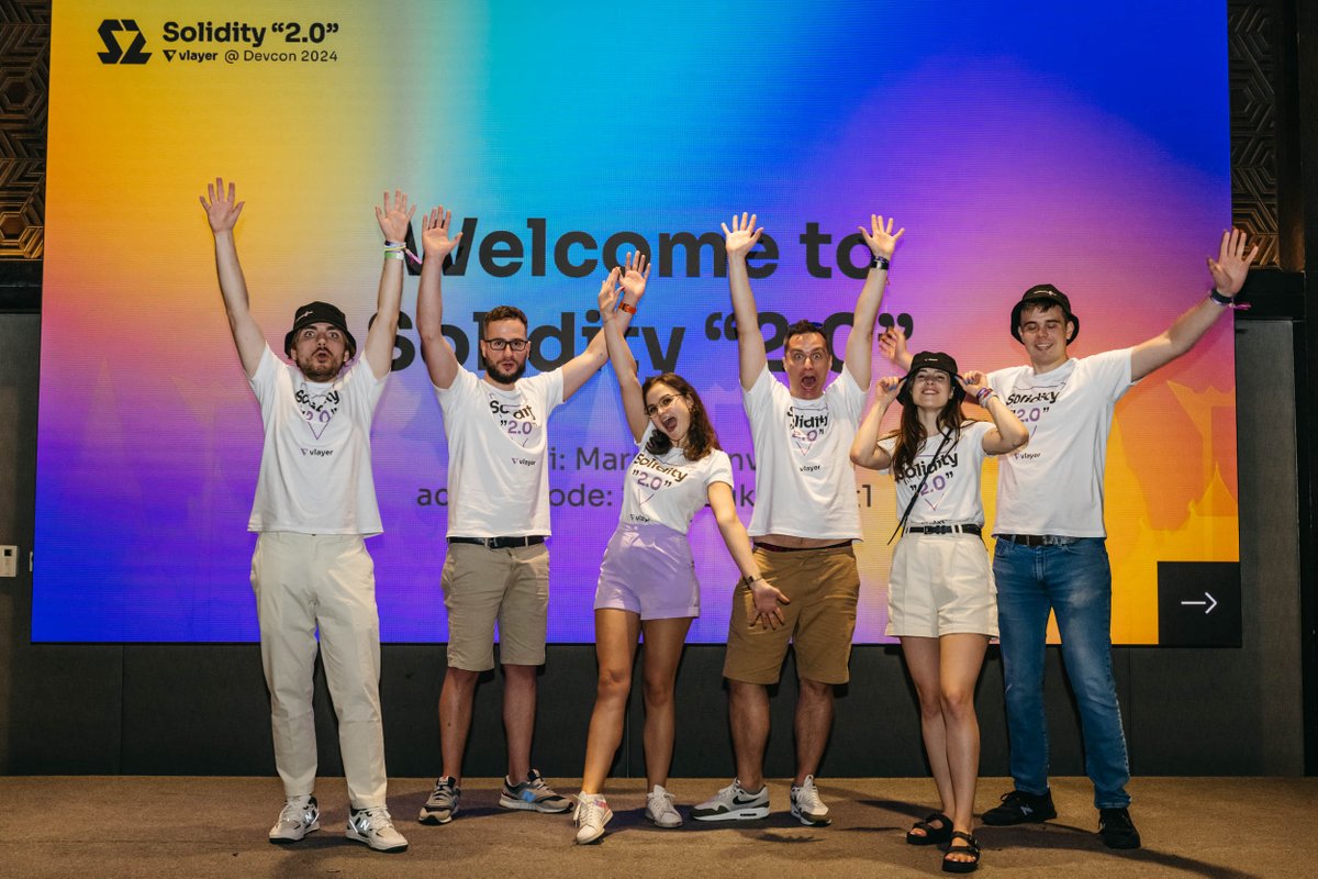 vlayer ⛛ (@vlayer_xyz) on Twitter photo That’s a wrap on Solidity “2.0” at Devcon, which featured:
• The vlayer open alpha launch
• A panel on verifiable data with vlayer CTO <a href="/zkMarek/">zkMarek ⛛</a> along with <a href="/yush_g/">Yush</a> <a href="/0xmarcello/">ΣMarcello!(-1)</a> <a href="/Xavier_bham/">Xavier</a> <a href="/Xi_195/">Brett Carter ✨</a> 
• Demos and workshops of our four features, Time Travel, Teleport, Web Proofs, That’s a wrap on Solidity “2.0” at Devcon, which featured:
• The vlayer open alpha launch
• A panel on verifiable data with vlayer CTO <a href="/zkMarek/">zkMarek ⛛</a> along with <a href="/yush_g/">Yush</a> <a href="/0xmarcello/">ΣMarcello!(-1)</a> <a href="/Xavier_bham/">Xavier</a> <a href="/Xi_195/">Brett Carter ✨</a> 
• Demos and workshops of our four features, Time Travel, Teleport, Web Proofs,