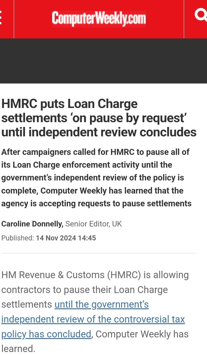 Welcome news that #LoanCharge settlements can be paused until #LoanChargeReview concluded, but imperative that automatically available to all victims #LoanChargeScandal, not just on request <a href="/jamesmurray_ldn/">James Murray</a>.

Thank you <a href="/CarrotyD/">Caroline Donnelly</a> &amp; <a href="/ComputerWeekly/">ComputerWeekly</a>
x.com/CarrotyD/statu…