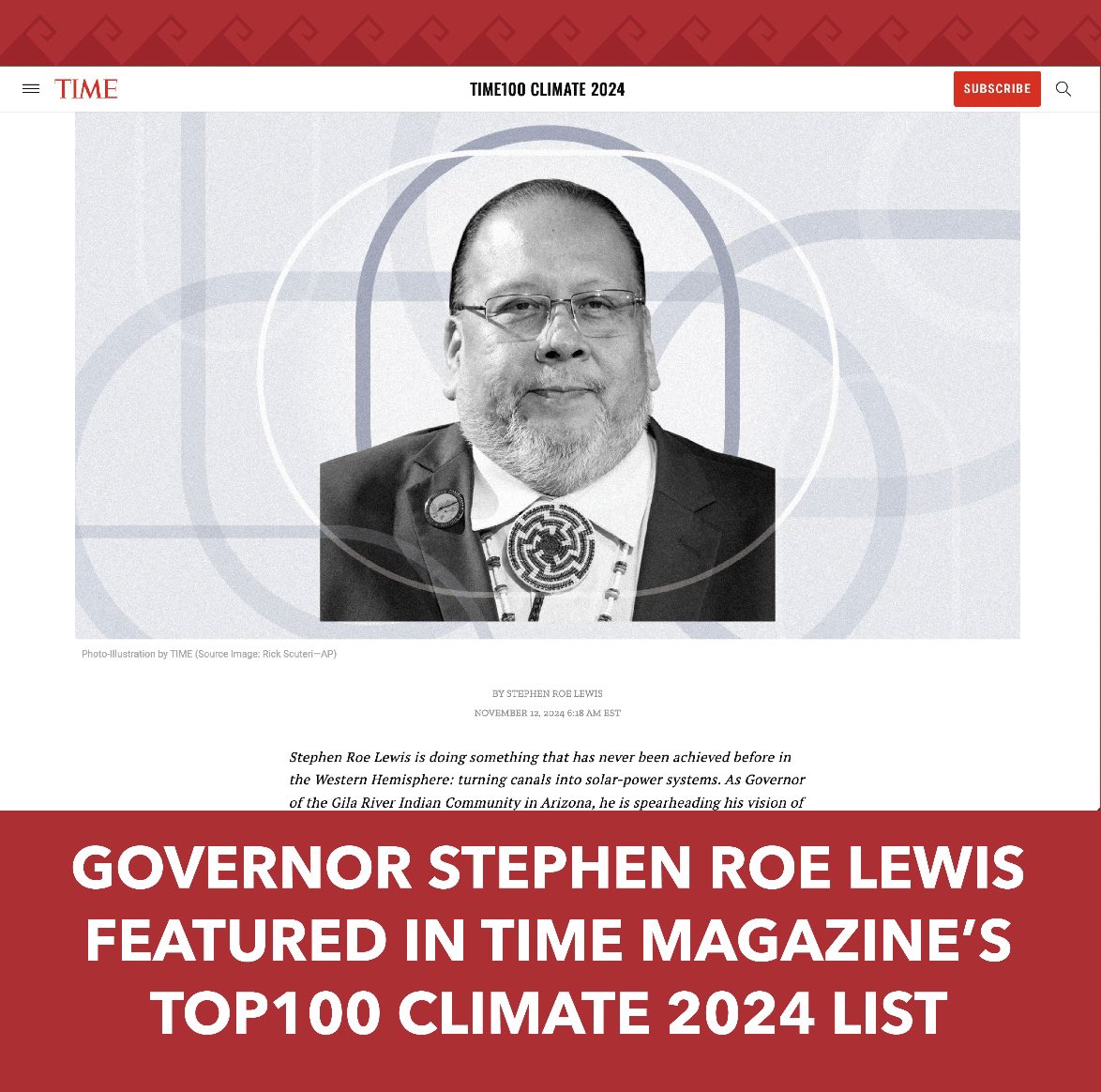 Governor Stephen Roe Lewis <a href="/crimpima/">stephenroelewis</a> has been named one of <a href="/TIME/">TIME</a> Magazines 100 Most Influential Climate Leaders in Business for 2024.