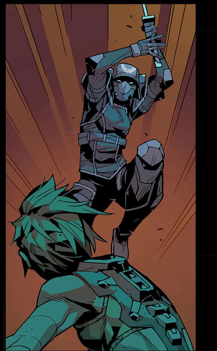 playspine's tweet photo. What? She’s got that combat implant on her back too?
Hell yeah, you’re seeing right. Redline’s not the first—or the only one—with a Spine. Meet the rest in our prequel Webtoon series SPINE: Bullet Dancers.
https://t.co/wV9thgkrt6
#PlaySPINE #webtoon #cybepunk #comics