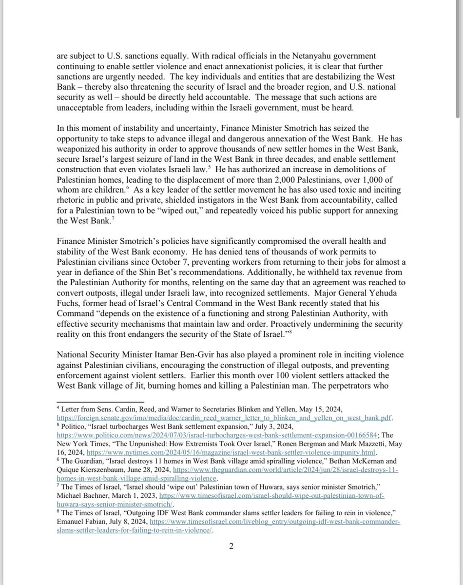 FarnoushAmiri's tweet photo. NEW: In a letter sent to Biden before election &amp; made public now since there’s been no WH response, more than 80 Dem members of Congress press Biden admin to sanction members of Israeli Govt. for the rise in settler violence, etc., in the West Bank in his final weeks in office. https://t.co/fYbHcXpdCF
