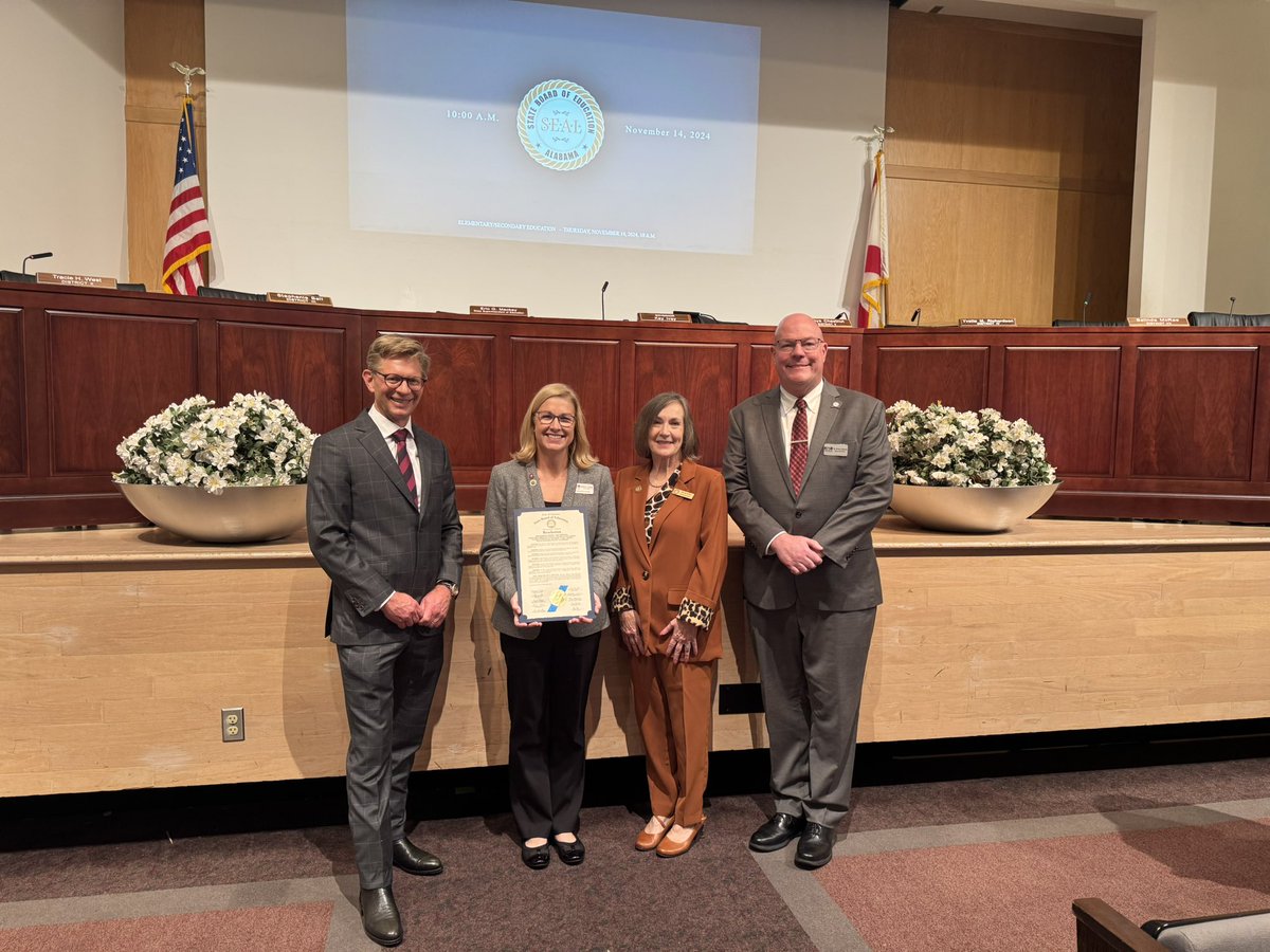 The #ALBOE approved a Resolution Recognizing Karissa Lang, Principal, Crestline Elementary School, Hartselle City School System, Recipient of the Terrel H. Bell Award for Outstanding School Leadership, State School Board District Seven <a href="/missbeeart/">Belinda McRae Miss B</a>