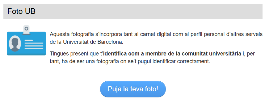 💡 No us convenç el vostre 'look' al #CarnetUB  quan ens el mostreu a l'app #SocUB per fer un préstec? 🤳  
Sapigueu  que podeu modificar la vostra fotografia del #CarnetUB 🪪
👉Ho podeu fer a l'aplicació de gestió de fotos 📷
ℹ️  Tots els detalls ➡️ ub.edu/portal/web/iub…