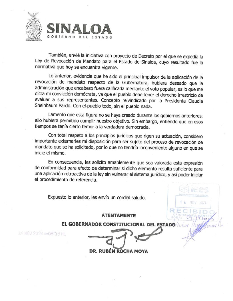 rochamoya_'s tweet photo. He enviado una atenta comunicación al IEES a propósito de la revocación de mandato. https://t.co/Gd947PWDq8
