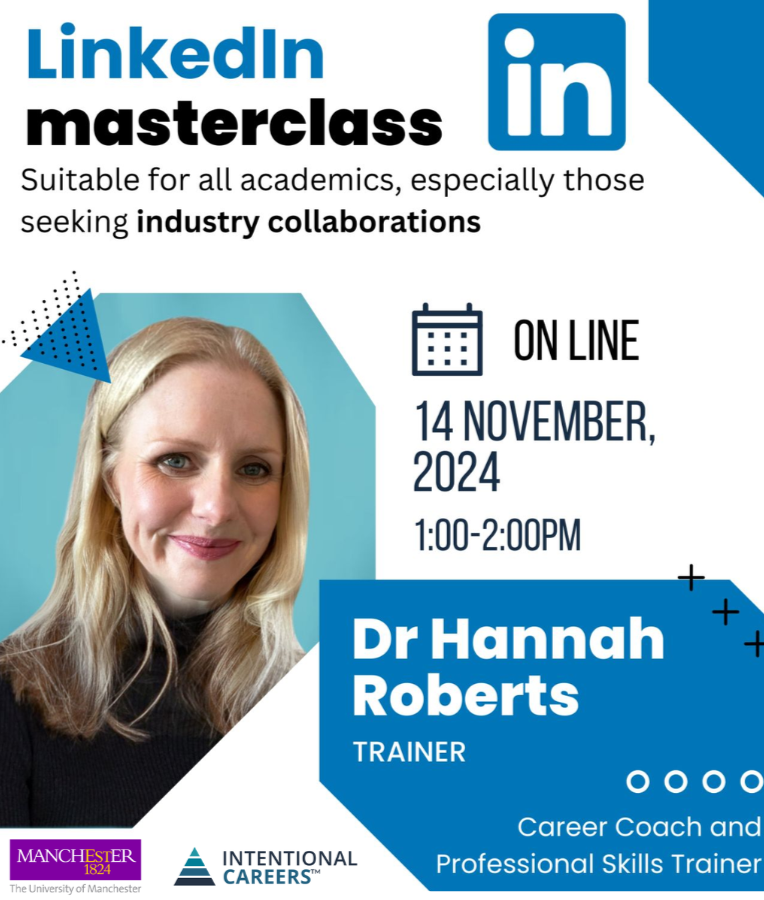 🎉 Huge thanks to <a href="/HannahNikeR/">Dr Hannah Roberts (she/her)</a> for delivering our LinkedIn masterclass, organised by the <a href="/FBMH_UoM/">UoM Biology, Medicine and Health</a>  <a href="/UoM_BEKE/">UoM Business Engagement and Knowledge Exchange</a> and <a href="/Translation_Mcr/">Translation Manchester</a>! We had an incredible turnout of UoM academics and Professional Services staff eager to boost their LinkedIn presence and build industry connections.