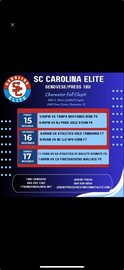 Lacey Nicholson (@laceynich15) on Twitter photo Headed to Clearwater this weekend. Come and watch us play!!! <a href="/ScGenovese/">Carolina Elite SC National-Genovese</a> <a href="/CoachCamSealey/">Cameron Sealey-Flachofsky</a> <a href="/HollarShena/">Shena Hollar</a> <a href="/LRSoftball/">Lenoir-Rhyne Softball</a> <a href="/MHU_Softball/">Mars Hill Softball</a> <a href="/NGUSoftball_/">NGU Softball</a> <a href="/FurmanSoftball/">Furman Softball</a> <a href="/WingateSoftball/">Wingate Softball</a> <a href="/UWGSoftball/">West Georgia Softball</a> <a href="/RoyalsSball/">Queens Softball</a> <a href="/BlueHoseSB/">PCSB</a> Headed to Clearwater this weekend. Come and watch us play!!! <a href="/ScGenovese/">Carolina Elite SC National-Genovese</a> <a href="/CoachCamSealey/">Cameron Sealey-Flachofsky</a> <a href="/HollarShena/">Shena Hollar</a> <a href="/LRSoftball/">Lenoir-Rhyne Softball</a> <a href="/MHU_Softball/">Mars Hill Softball</a> <a href="/NGUSoftball_/">NGU Softball</a> <a href="/FurmanSoftball/">Furman Softball</a> <a href="/WingateSoftball/">Wingate Softball</a> <a href="/UWGSoftball/">West Georgia Softball</a> <a href="/RoyalsSball/">Queens Softball</a> <a href="/BlueHoseSB/">PCSB</a>