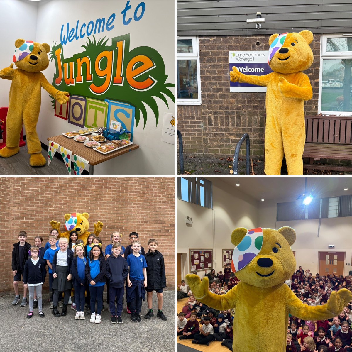 Pudsey Bear has had another fantastic day out and about dancing and visiting schools and nurseries across Cambridgeshire 🧡
 
Today he visited:
 
Jungletots Nursery in Bretton
Lime Academy, Bretton
Milton CofE Primary School
Shirley School, Cambridge
 
donate.bbcchildreninneed.co.uk