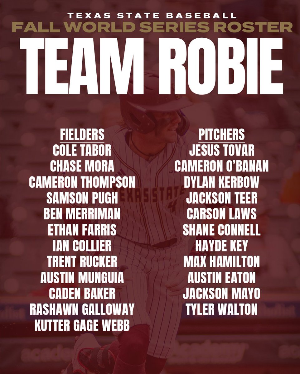 The rosters for the 2024 Fall World Series

#EatEmUp #SlamMarcos