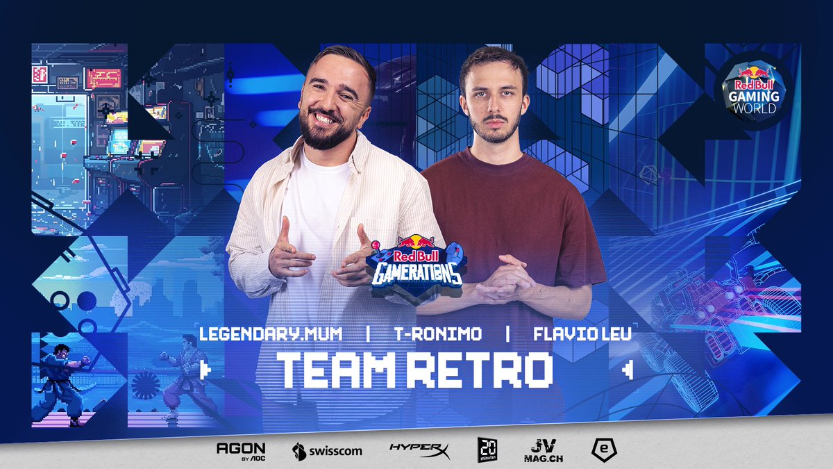 RedBullCH's tweet photo. Hier sind unsere 3 Generationen-Teams für #RedBullGamerations! ￼ Welches Team holt das Ding? ⚔️
 
￼🖱️Youngsterz (18 bis 24) 
￼🎮Zillennials (25 bis 30) 
￼🕹️Retro (31 bis 35) 
 
🎟️￼ Jetzt limitierte Tickets sichern: https://t.co/D929wN1oqF https://t.co/GURNHIzO7g