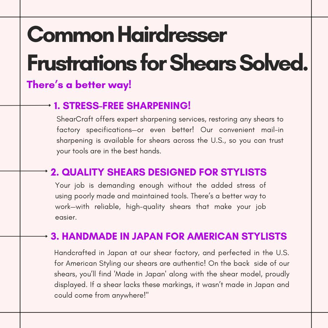ShearCraft's tweet photo. Stop settling for less! 💇

ShearCraft offers authentic Japanese shears and are the factory that designs, imports, perfects, and sharpens them all in-house. #Shears #ShearCraft #Hairdresser https://t.co/QAWSSA9DGp