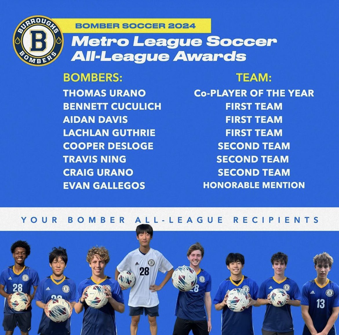 Excited to be named to 2024 All Metro League Team. Thanks <a href="/JBSBomberSoccer/">JBSSoccer</a> @JBSAthletics