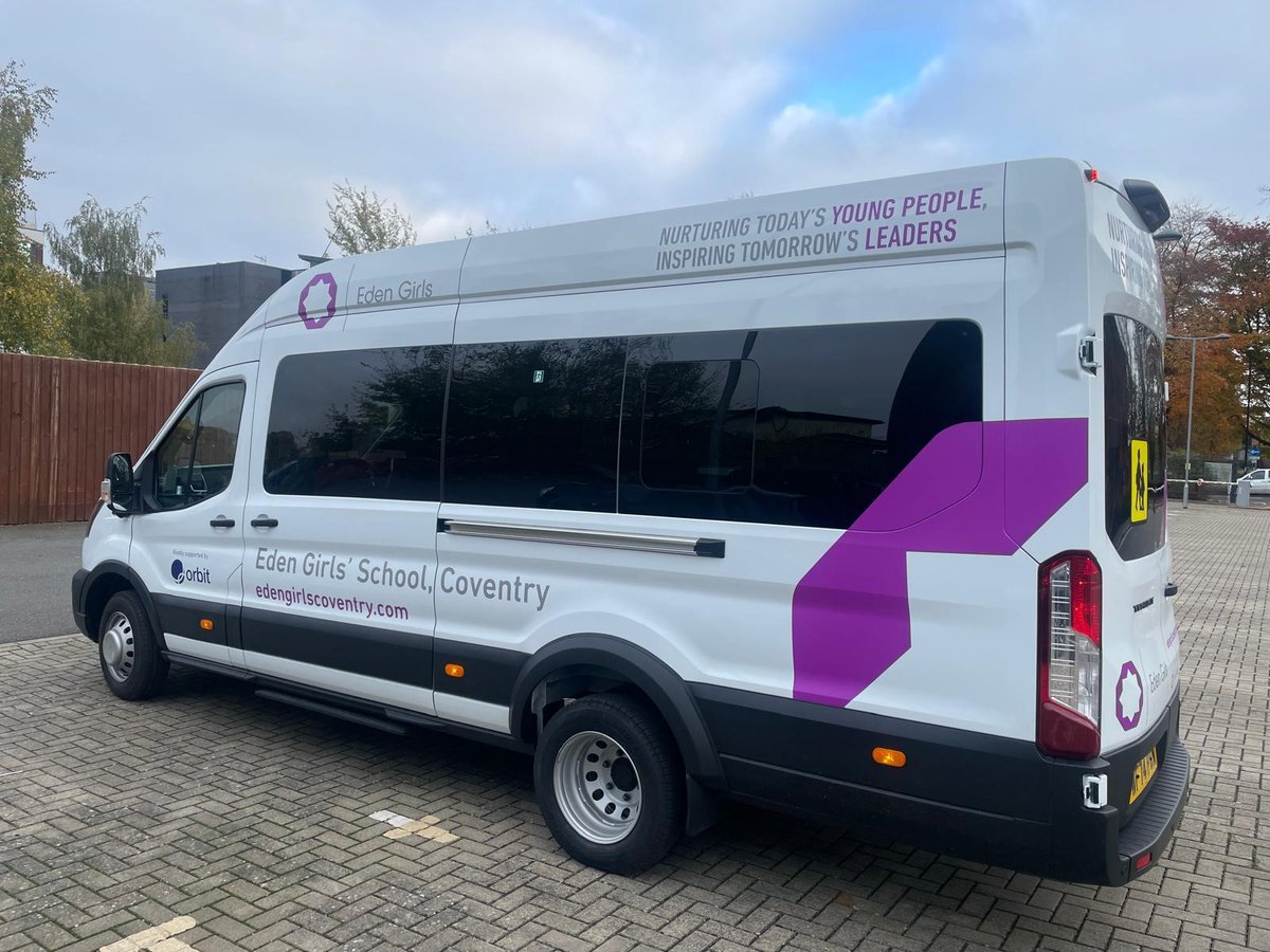 edengirlscov's tweet photo. The journey of learning is not just about reaching a destination, but about how we travel together. Our new school mini bus symbolises progress, unity, and shared purpose.  May each ride inspire new thoughts and connections. #JourneyOfLearning #PathOfDiscovery #TogetherWeGrow https://t.co/P02BCqwosH