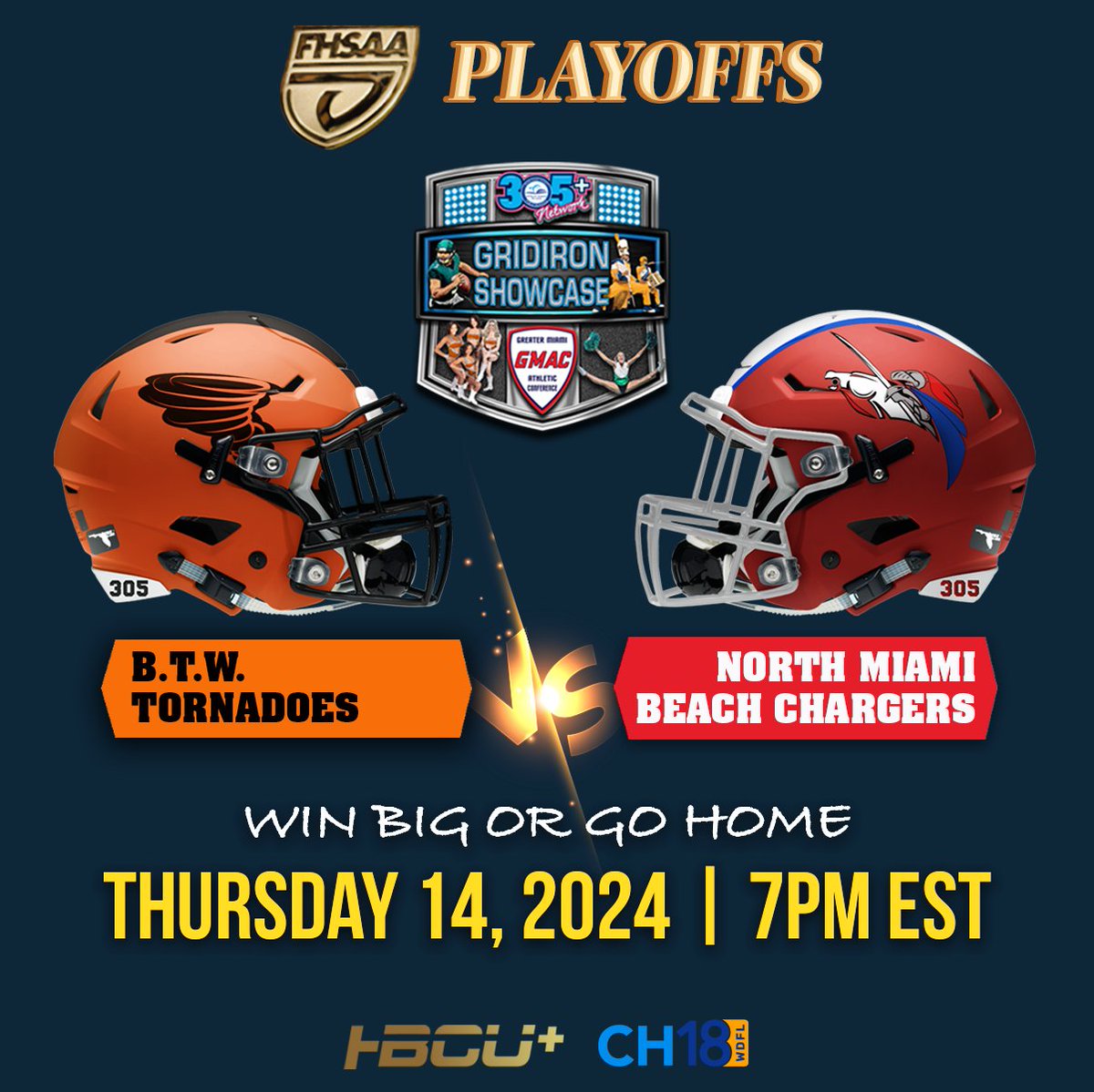 305plusnetwork's tweet photo. π’ Weβre Back! Game Day Alert! π
Catch the FHSAA Football Quarterfinal showdown: Booker T. Washington vs. North Miami Beach tonight at 7 pm on the @305plusnetwork, streaming via the @HBCU_Plus App! π²π₯
Download the app now !
#FHSAA #highschoolfootball #305PlusNetwork https://t.co/oCbyvzL5Sp