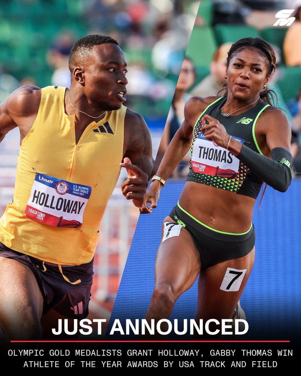 CitiusMag's tweet image. 🇺🇸 🏆 USA Track and Field  just announced:

• 60m hurdles world record holder/World Indoor champion + 110m hurdles Olympic champion Grant Holloway (@flaamingoo_) has been named the 2024 Jesse Owens Athlete of The Year Award winner.

• Three-time Olympic gold medalist Gabby…