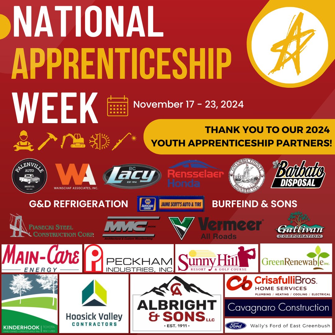 QIIICareerTech's tweet image. Happy #NationalApprenticeshipWeek! @QuestarIII #BOCES would like to thank our local business partners for providing students opportunities through our #YouthApprenticeshipProgram. Thank you for supporting the next generation of skilled workers! #QuestarIII #CTE #CareerTechEd