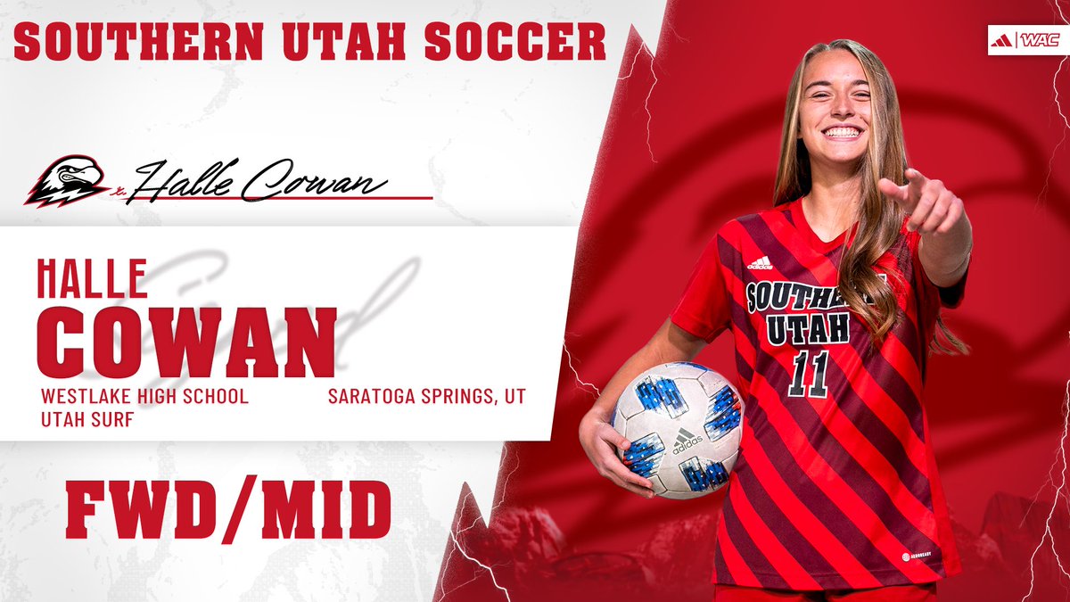 SUUSoccer's tweet photo. Welcome to SUU, Halle ✍️

⚡️ Two-time State Champion
⚡️ Surf Cup Champion
⚡️ National Finalist

#TBirdNation ⚡️ #RaiseTheHammer https://t.co/2ANShcgIo9