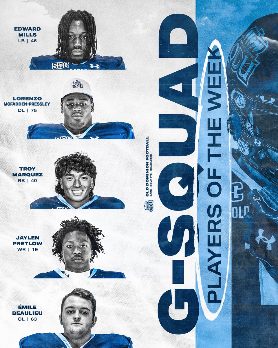G-SQUAD POTW‼️

DEF: <a href="/Edward_mills1/">Edward Mills🇬🇭🛐</a> &amp; <a href="/PressleyLorenzo/">Lorenzo Mcfadden-Pressley</a> 
SPEC: <a href="/Troymarq4/">Troy Marquez</a> 
OFF: <a href="/DRealjp6/">Jaylen Pretlow</a> &amp; <a href="/mileBeaulieu3/">Émile Beaulieu</a>

#ReignOn | #RFG