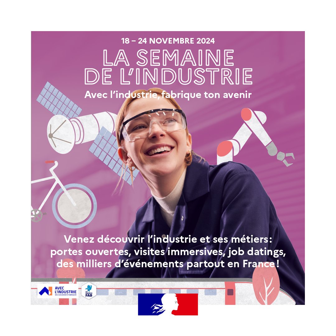 #SEDI2024🚀| C'est parti pour la semaine de l'industrie en Pays de la Loire !

👉 450 évènements entre le 18 et le 24 novembre dans toute la région : semaine-industrie.gouv.fr/semaine-indust…

Au programme : évènements pédagogiques, visites d'entreprises, job datings et découverte des métiers.